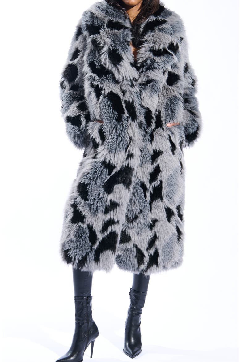 Adria Faux Fur Coat, Alternate, color, GREY MULTI