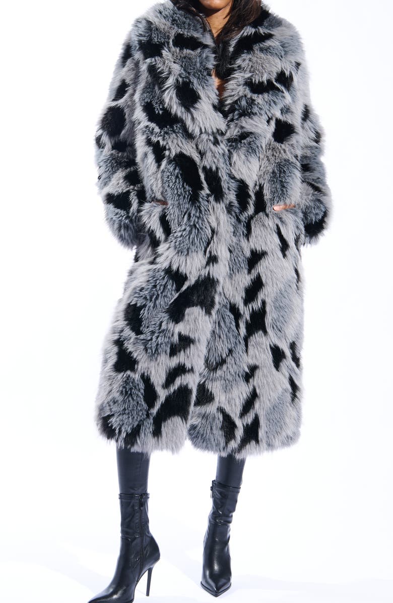 AZALEA WANG Adria Faux Fur Coat, Alternate, color, Grey Multi