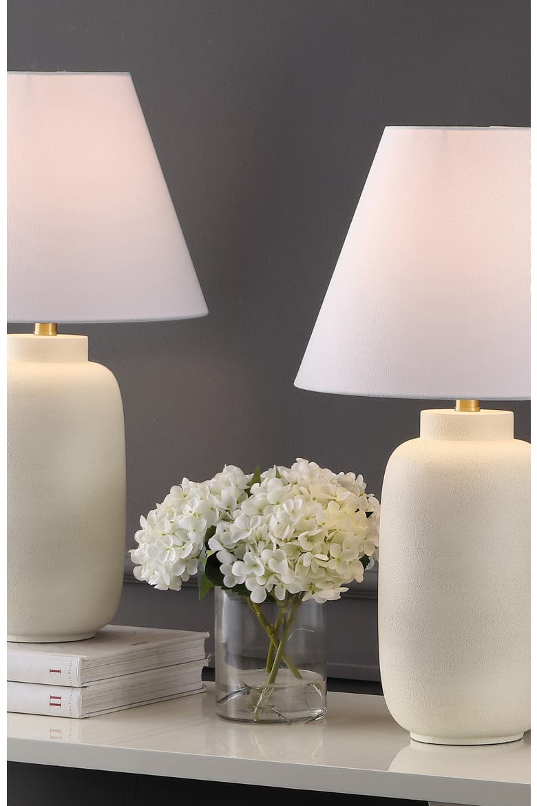 Elinore 24.5" Minimalist Scandinavian Resin/Iron Ginger Jar LED Table Lamp, Alternate, color, Matte Cream