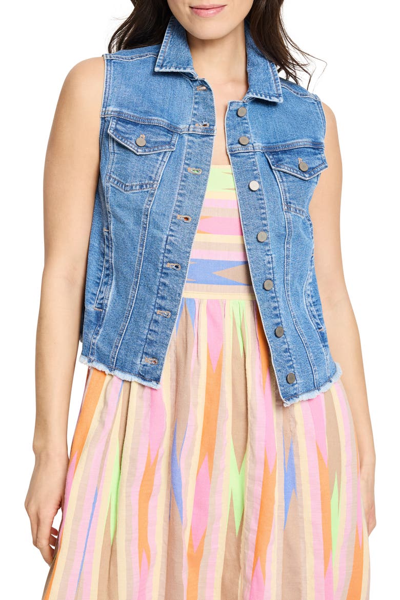 Essential Denim Vest, Main, color, SKYLINE