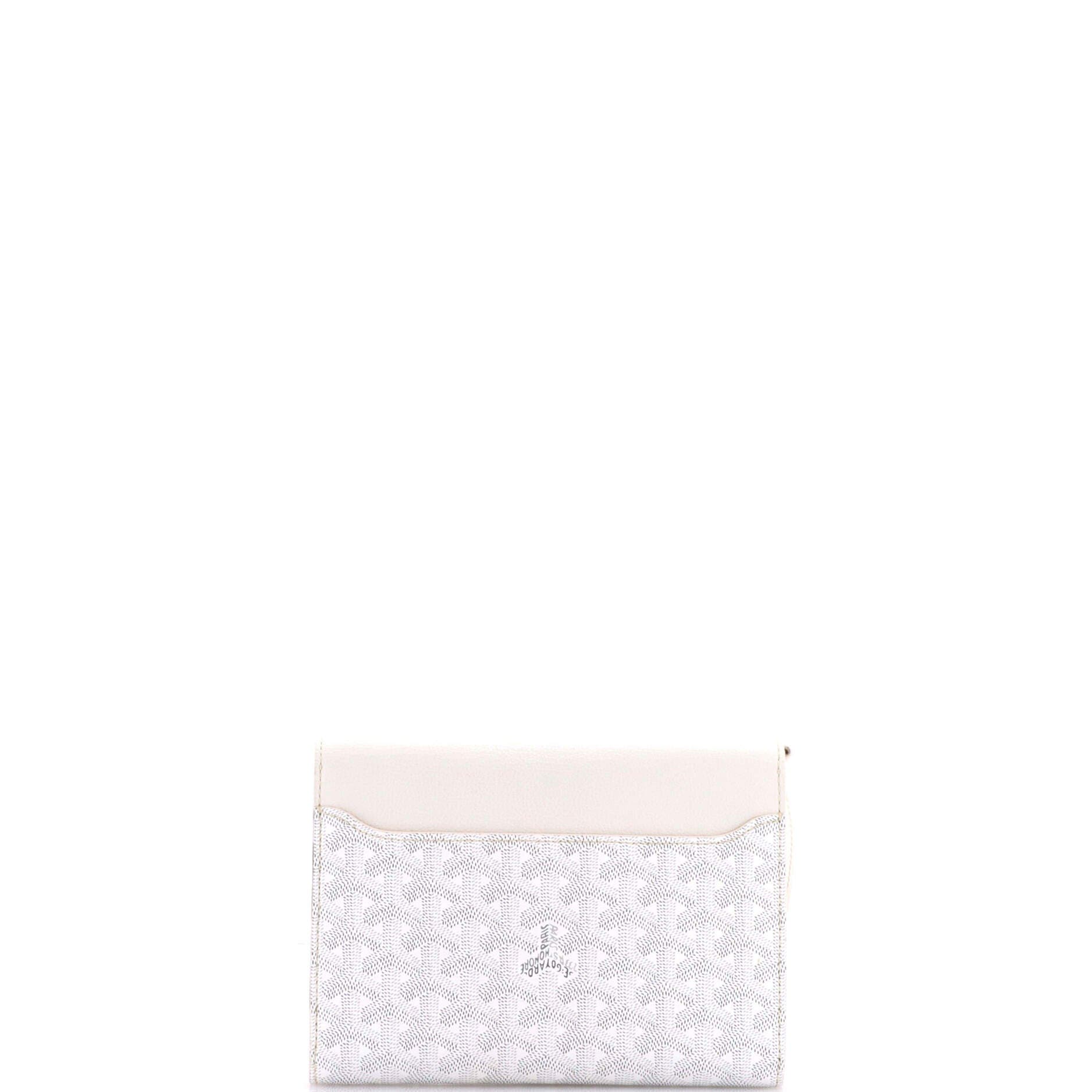 Pre-Owned Goyard Chypre Wallet on Strap Coated Canvas with Leather, Alternate, color, White