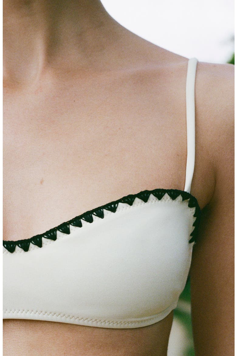 Contrast Embroidery Bikini Top, Alternate, color, WHITE