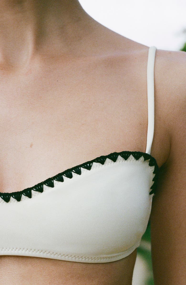 MANGO Contrast Embroidery Bikini Top, Alternate, color, White