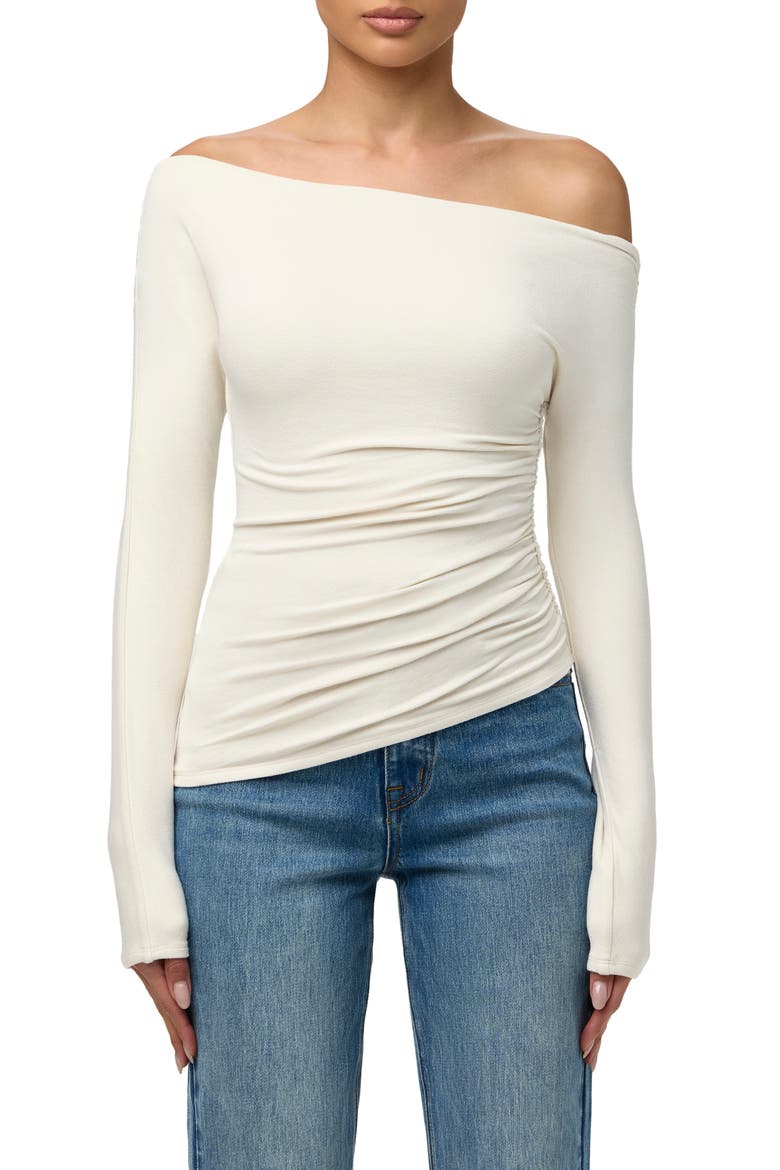 Off the Shoulder Ruched Top, Main, color, CREAM
