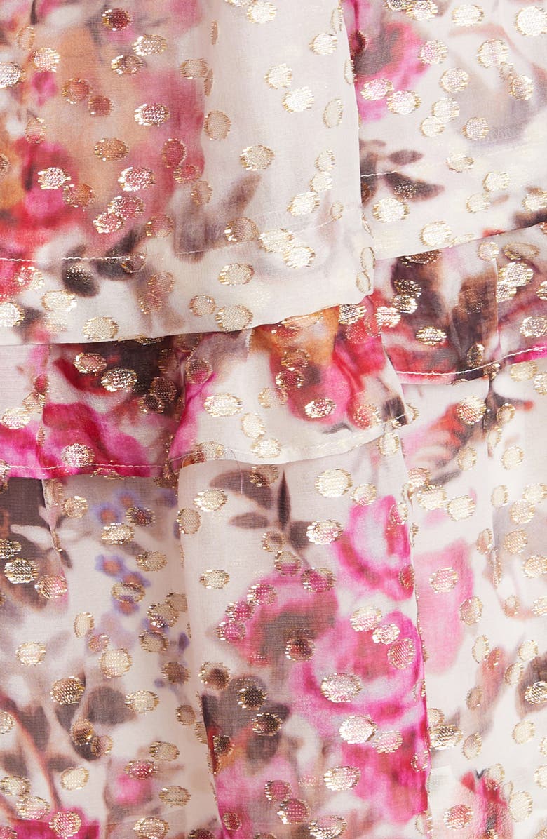 KOBI HALPERIN Brook Metallic Tie Waist Tiered Silk Blend Dress, Alternate, color, 