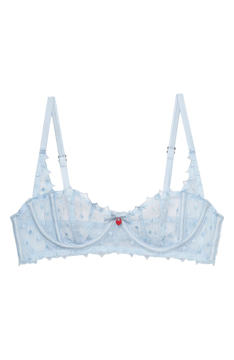 Fleur Du Mal Love Lock Embroidered Underwire Balconette Bra, Alternate, color, Forget Me Not
