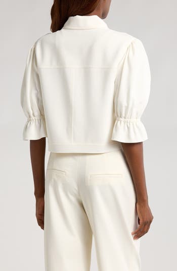 Cinq à Sept Julieta Flower Button Crop Jacket | Nordstrom