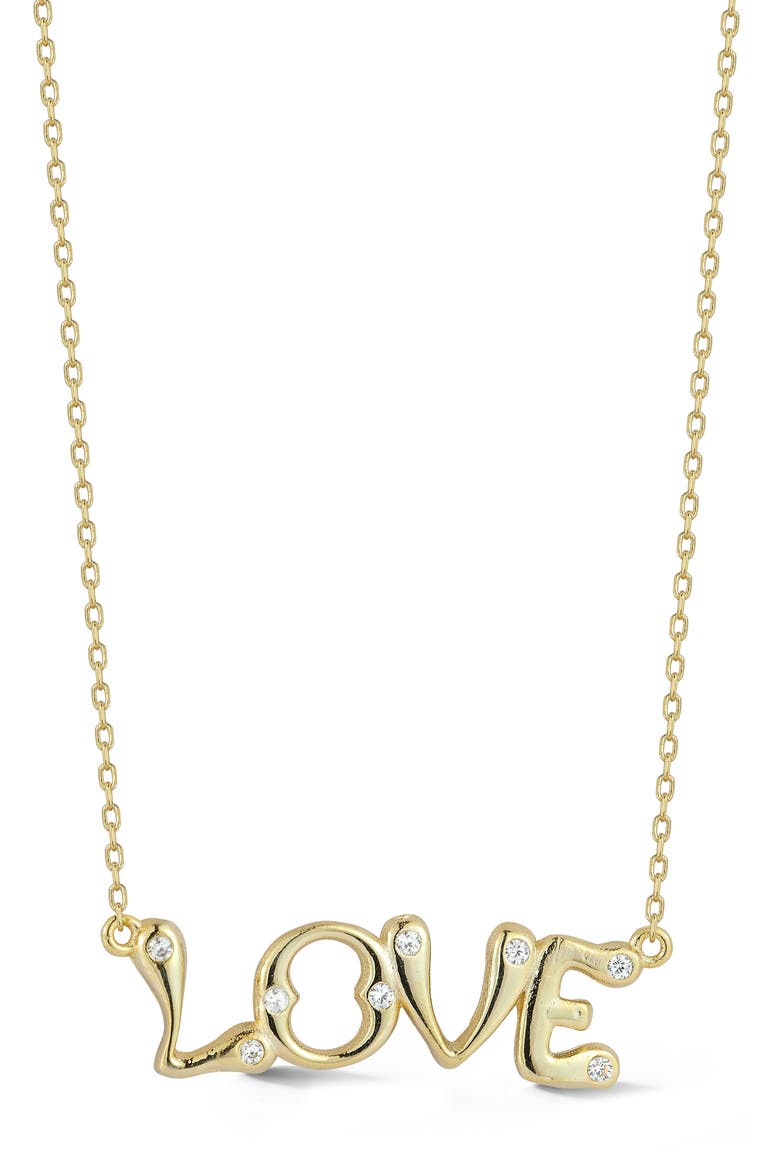 Cubic Zirconia Love Pendant Necklace, Main, color, GOLD