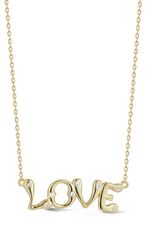 Cubic Zirconia Love Pendant Necklace