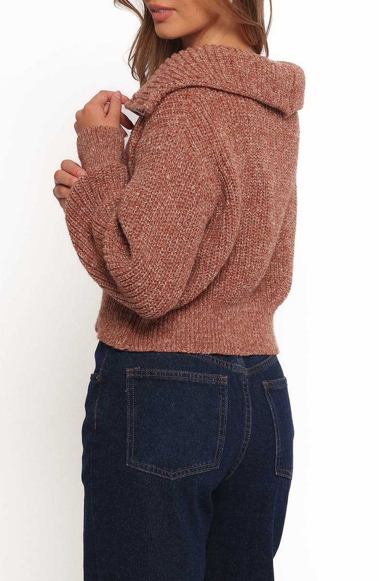 Petal & Pup Hallow Marled Quarter Zip Sweater, Alternate, color, Brown
