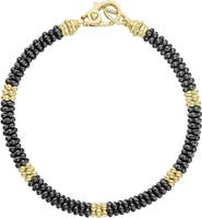 LAGOS Gold & Black Caviar Beaded Station Bracelet