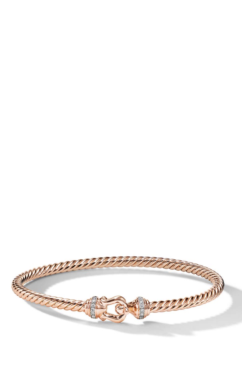 David Yurman Diamond Buckle Bangle, Main, color, Rose Gold