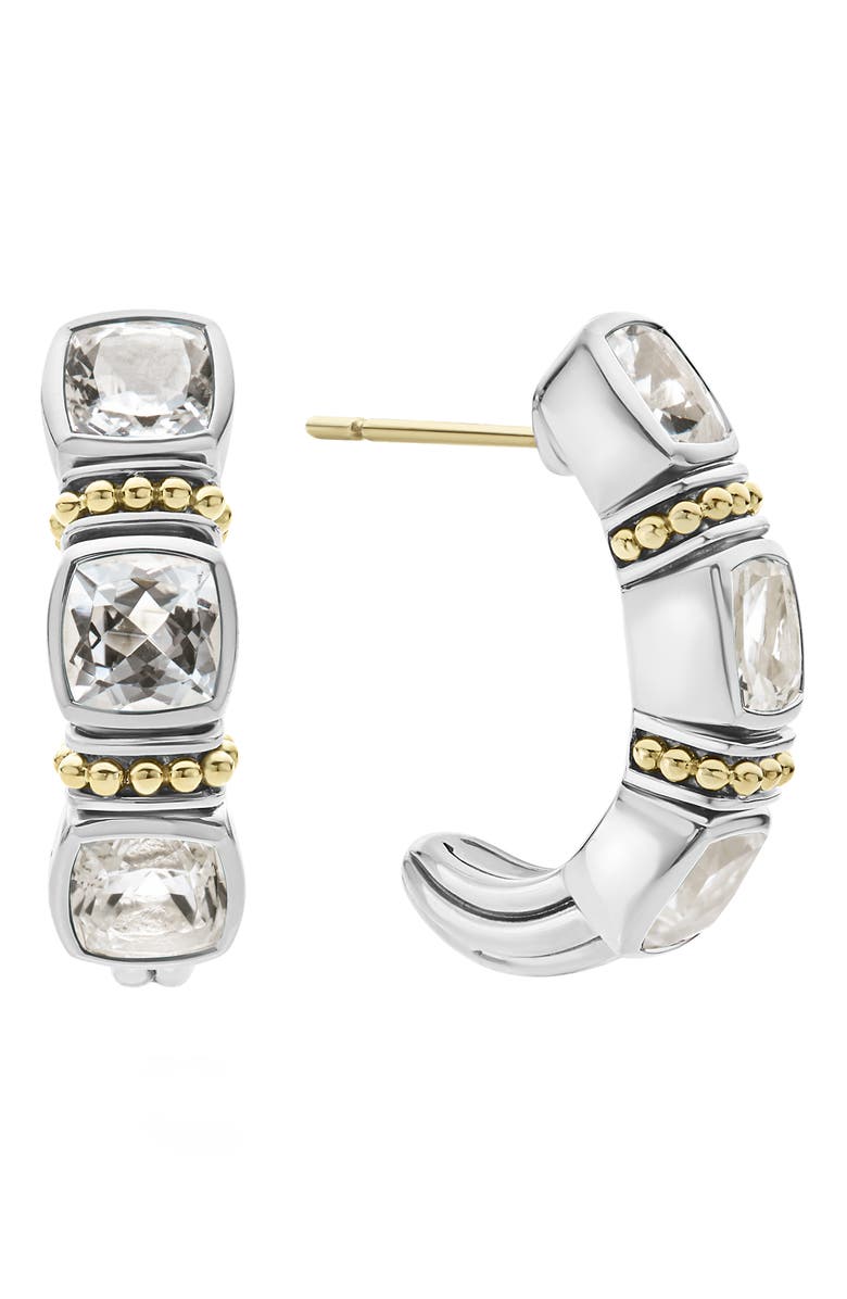 LAGOS Caviar Color White Topaz Hoop Earrings, Alternate, color, 