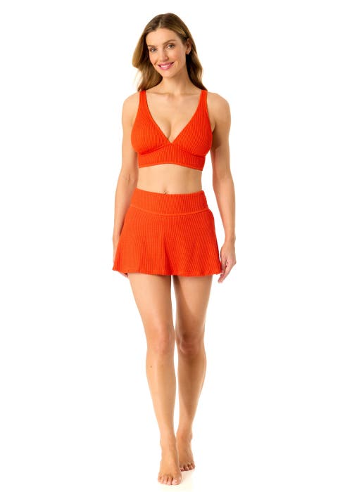 ANNE COLE LIVE IN COLOR TEXTURED SHIRRED SOFT BAND BRALETTE BIKINI SWIM TOP