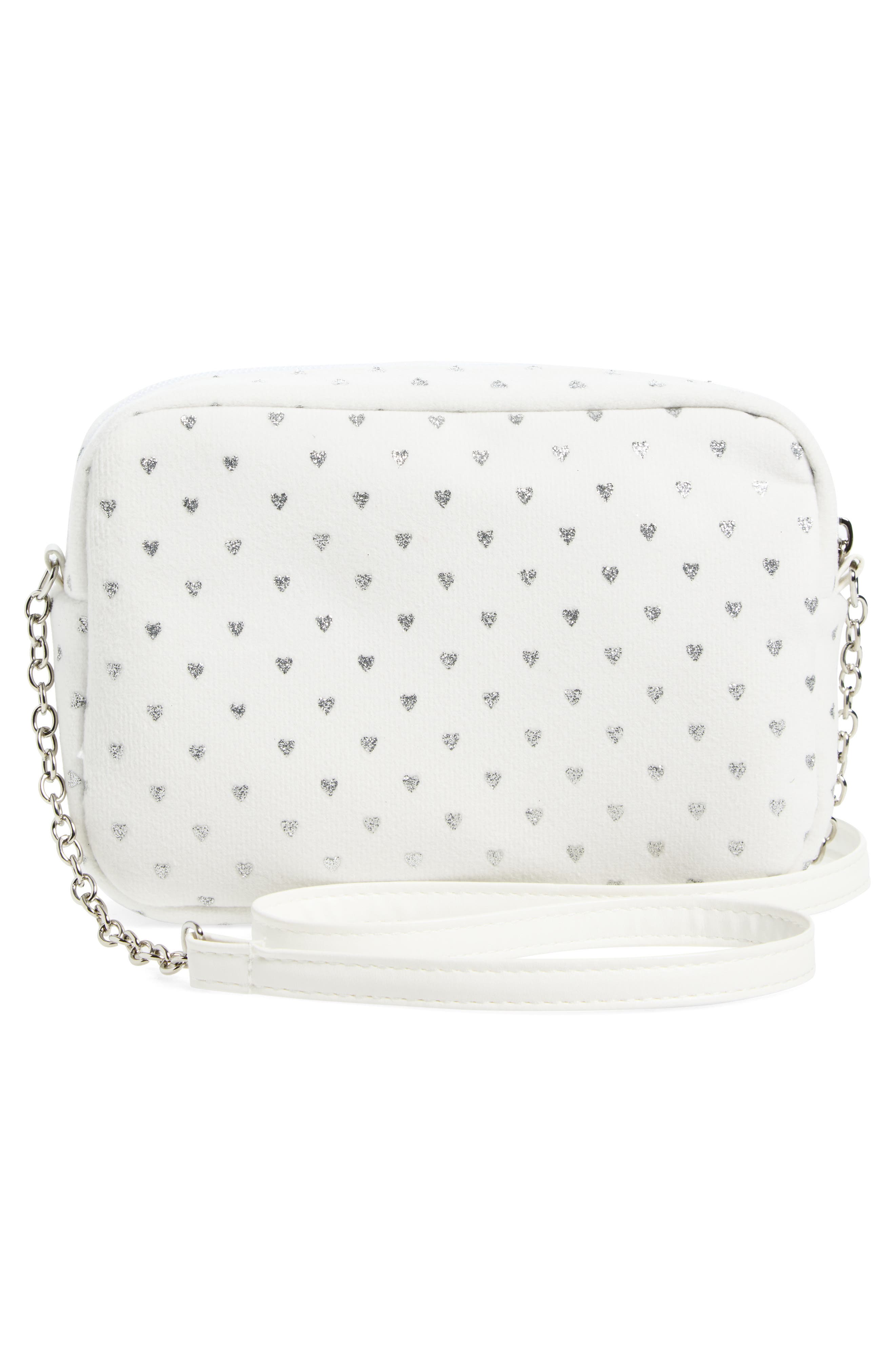 Capelli New York Kids' Velvet Glitter Heart Bag, Alternate, color, White