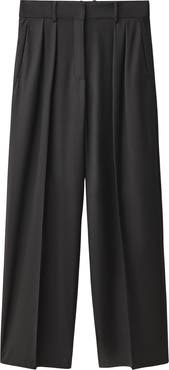 MANGO Pleat Front Wide Leg Suit Pants