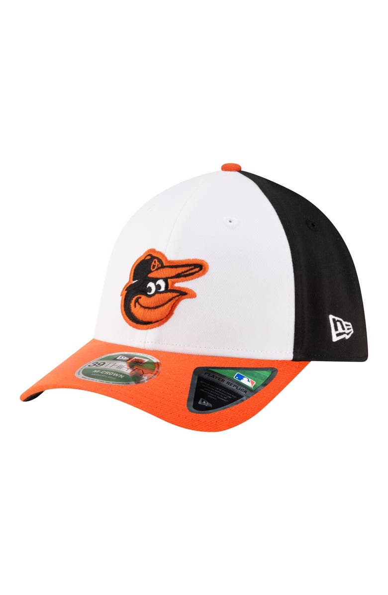 New Era Men's New Era  White/Orange Baltimore Orioles Player Replica 39THIRTY M-Crown Flex Hat, Main, color, White
