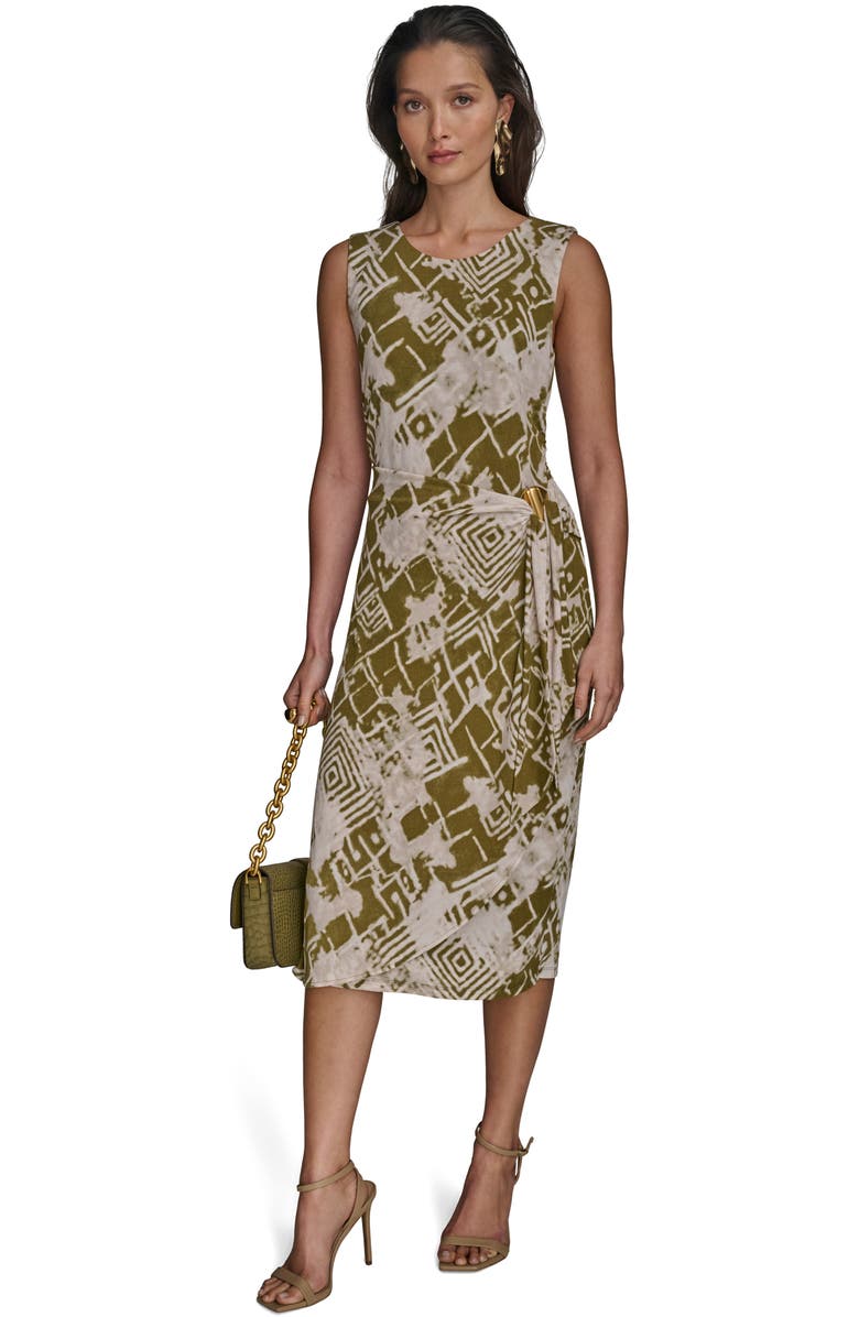 Donna Karan New York Print Sleeveless Midi Dress, Alternate, color, Smokey Olive Multi