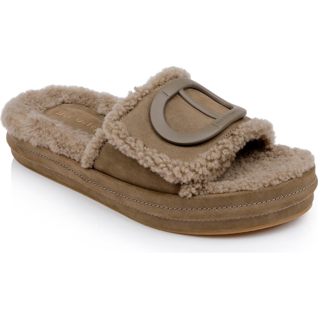 Dee Ocleppo Lima Genuine Shearling Platform Sandal In Dark Taupe