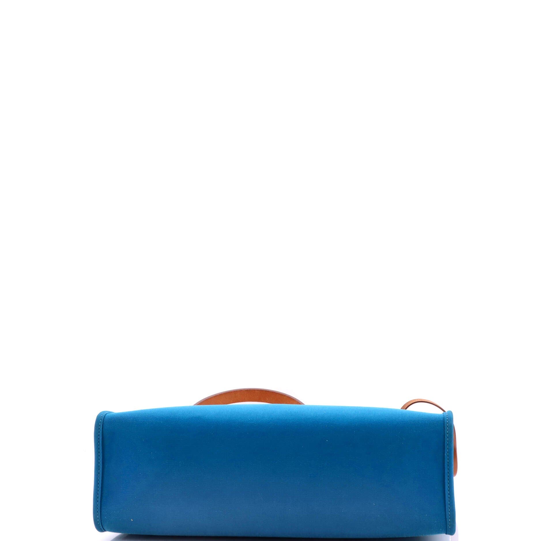 Pre-Owned Hermes Herbag Zip Leather and Toile 31, Alternate, color, Blue Izmir