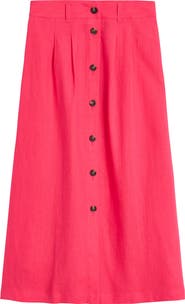 Boden Thomasina Linen Midi Skirt