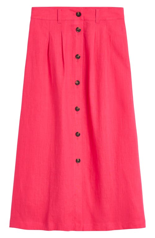 Boden Thomasina Linen Midi Skirt In Pink