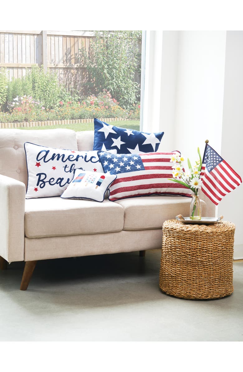 C&F Home Vintage 4th of July American Flag Accent Pillow, 14" x 22", Alternate, color, Red