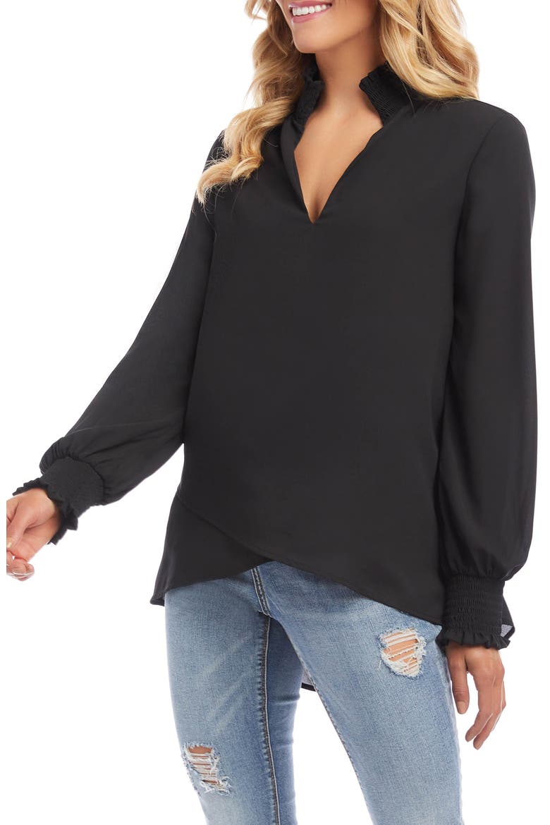 Smocked Crossover Top, Alternate, color, BLACK