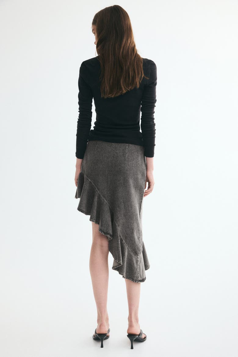 Asymmetric Denim Skirt, Alternate, color, Dark denim gray