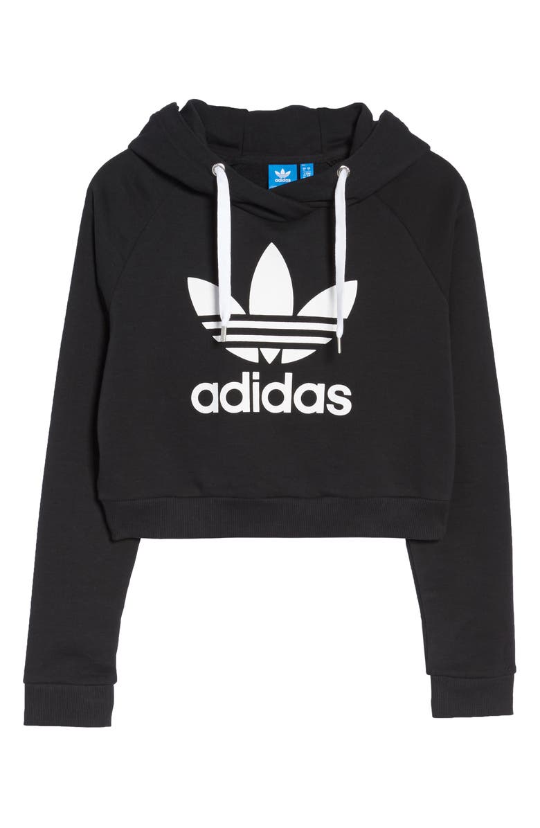adidas Trefoil Logo Crop Hoodie, Alternate, color, 