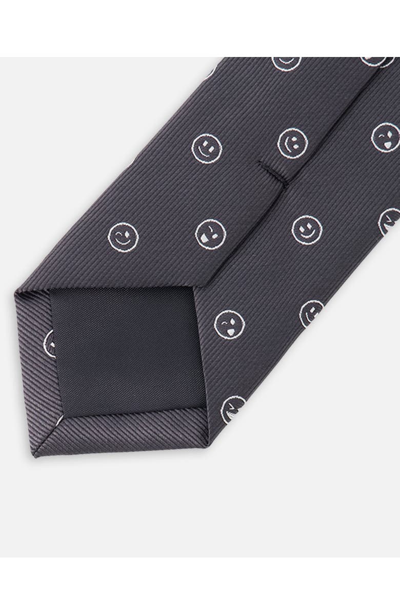 Deux par Deux Smiles Neck Tie, Alternate, color, Black Printed Smiles