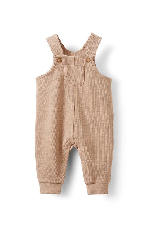 Cotton On Kids Organic Waffle Dungaree In Oatmilk Marle
