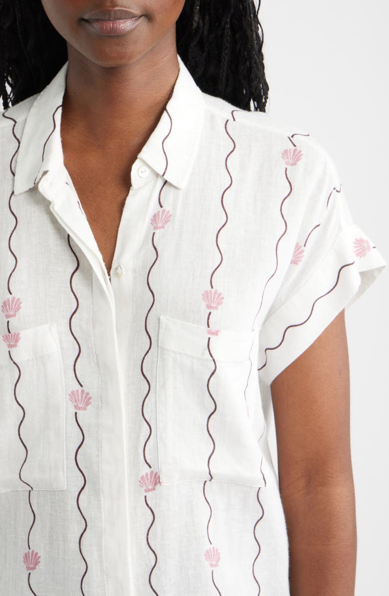 Rails Cito Seashell Print Linen Blend Button-Up Shirt, Alternate, color, Striped Seashells