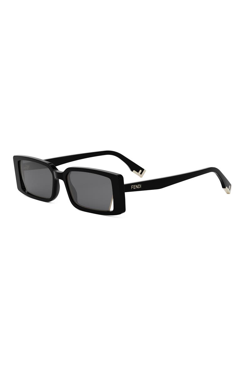 Way 53mm Rectangular Sunglasses, Alternate, color, SHINY BLACK / SMOKE