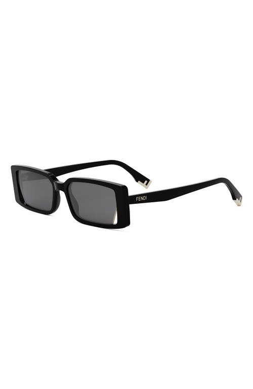 Fendi Way Rectangular Sunglasses, 53mm In Shiny Black/smoke