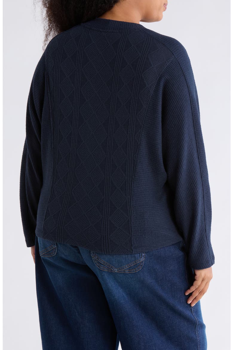 Textured Dolman Sleeve Sweater, Alternate, color, HEATHER NAVY