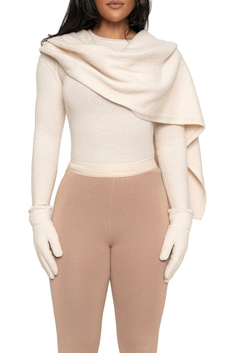 JLUXLABEL Rib Scarf Sweater, Main, color, Milk