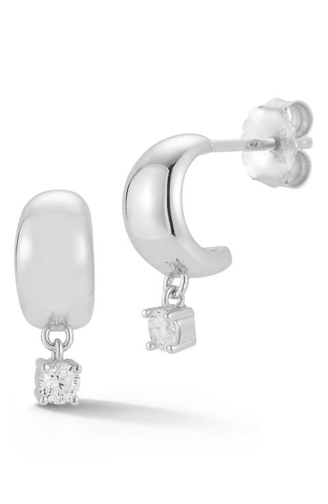 Cubic Zirconia Drop Small Hoop Earrings