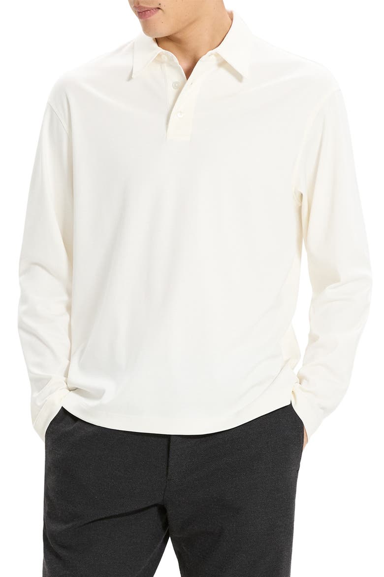 City Relaxed Long Sleeve Cotton Polo, Main, color, WHITE - 100