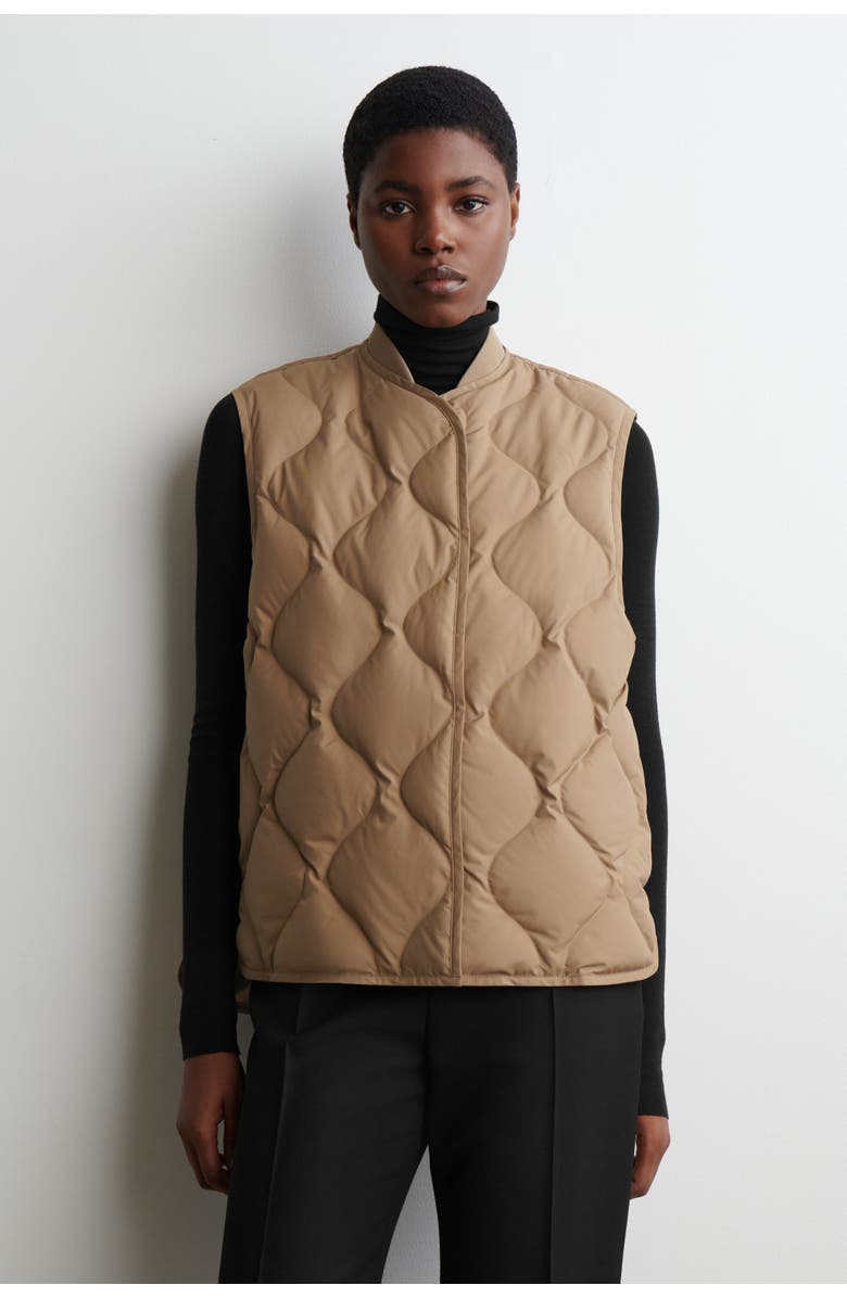 COS Oversized Quilted Down Gilet, Alternate, color, Dark Beige