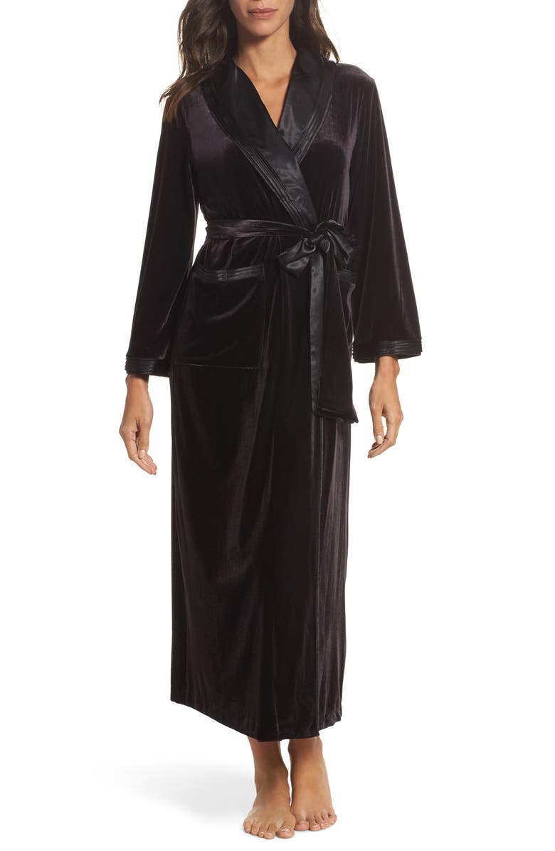 Oscar de la Renta Sleepwear Long Velvet Robe, Main, color,