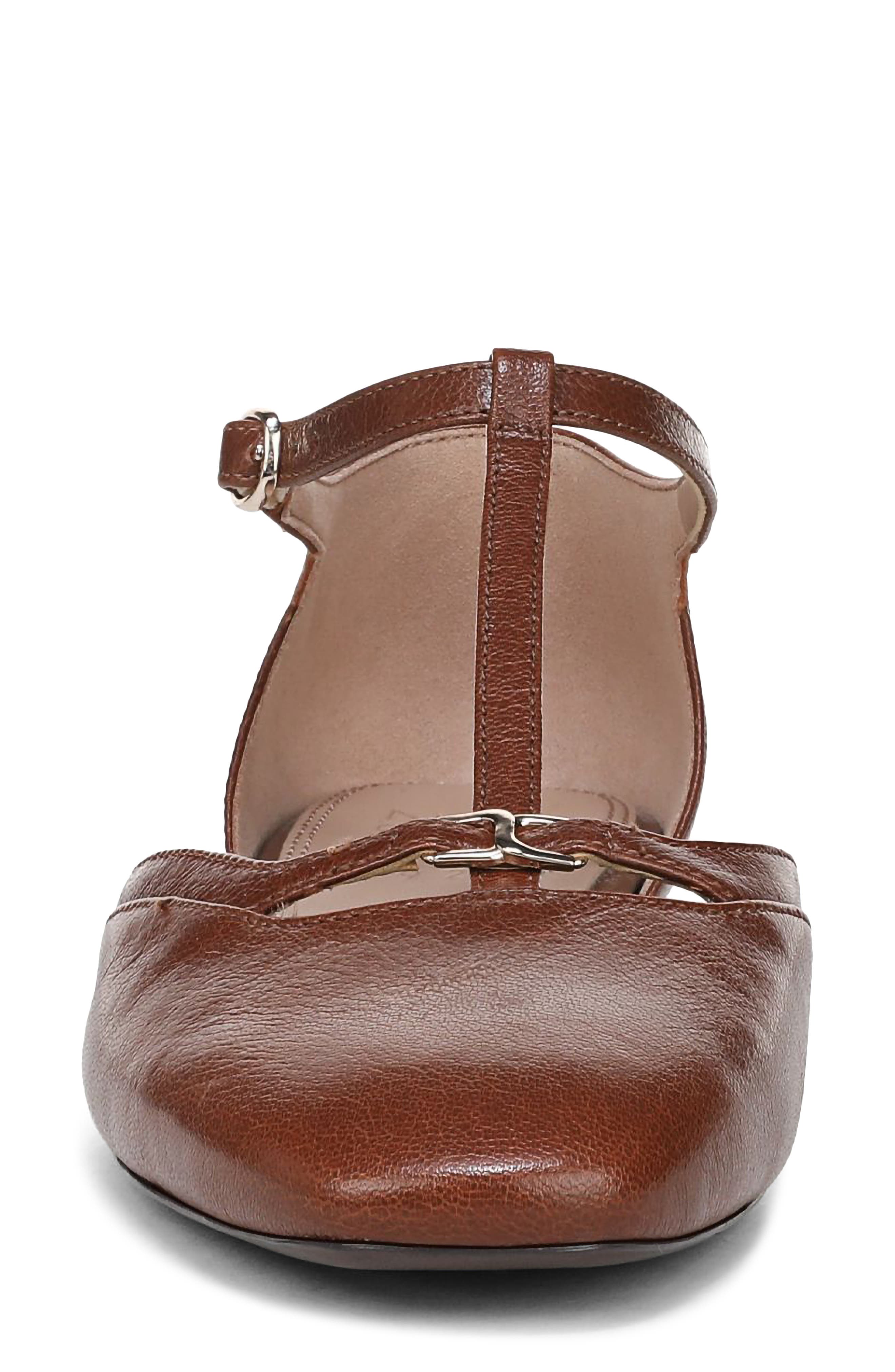 Naturalizer Caresse T-Strap Flat, Alternate, color, Caramel Lea