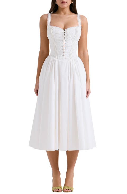 Milia Lace Up Corset Midi Dress