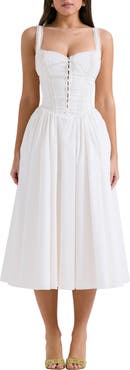 HOUSE OF CB Milia Lace Up Corset Midi Dress
