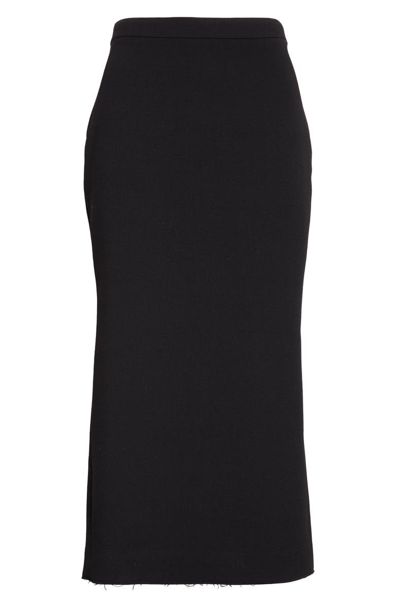 Givenchy Kickback Raw Edge Wool Blend Stretch Crepe Pencil Skirt, Alternate, color, Black