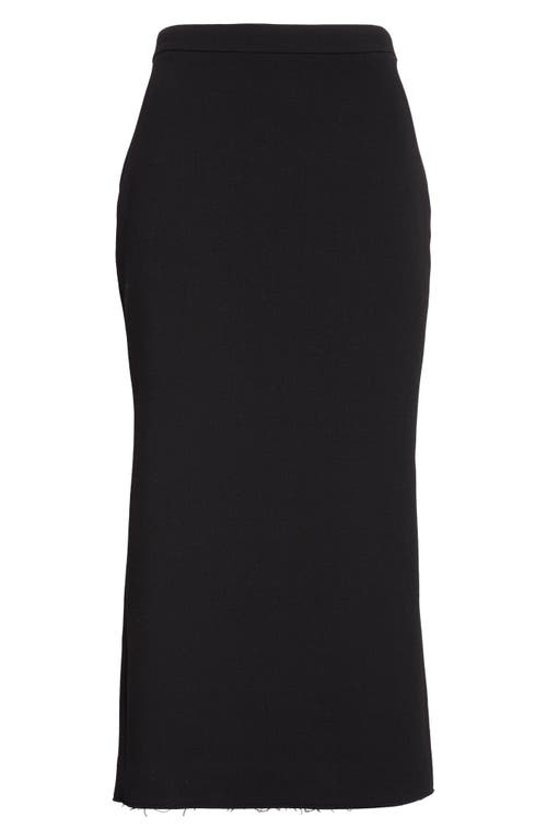 Givenchy Kickback Raw Edge Wool Blend Stretch Crepe Pencil Skirt In Black