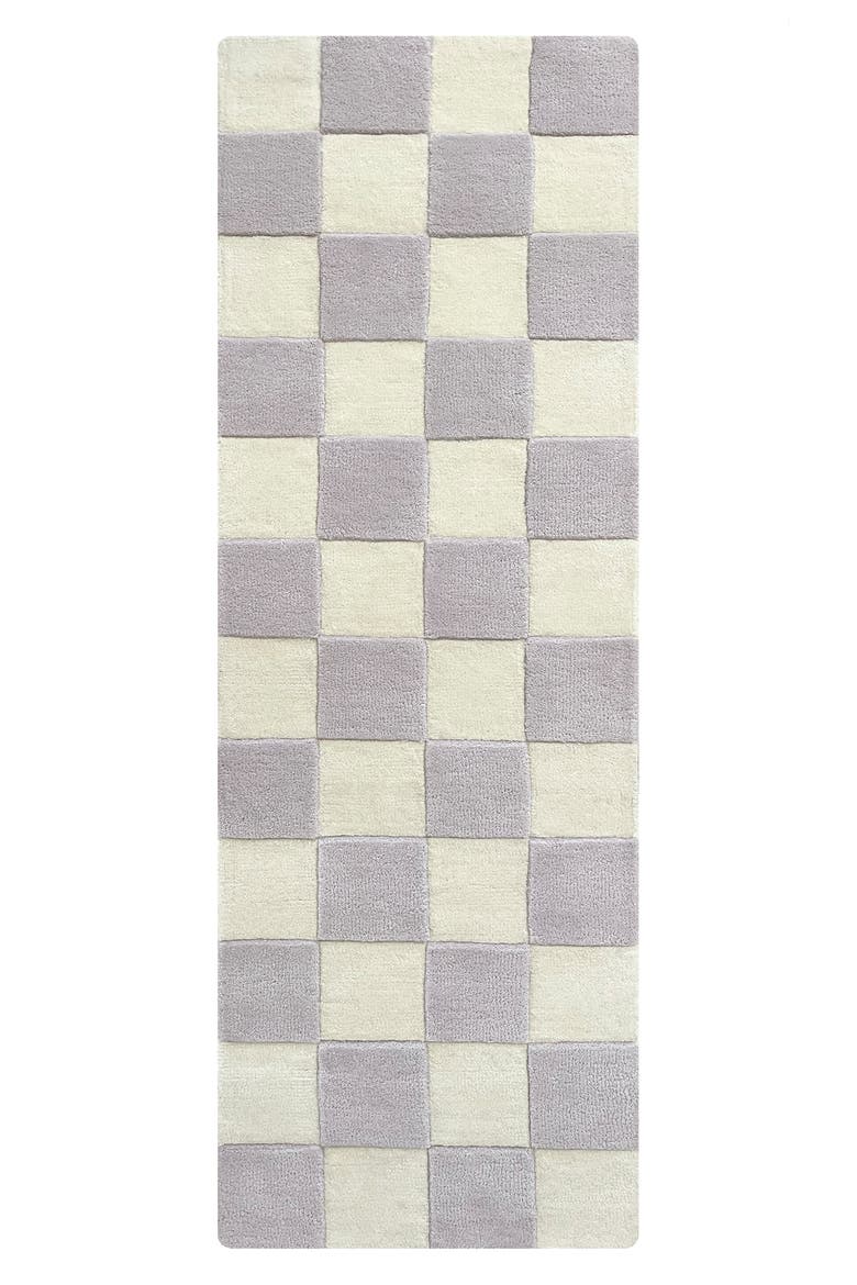 Checkerboard Wool Rug, Main, color, LILAC/ WHITE
