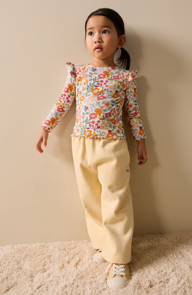 NEXT Kids' Mixed Print Long Sleeve Stretch Cotton Top, Alternate, color, Orange