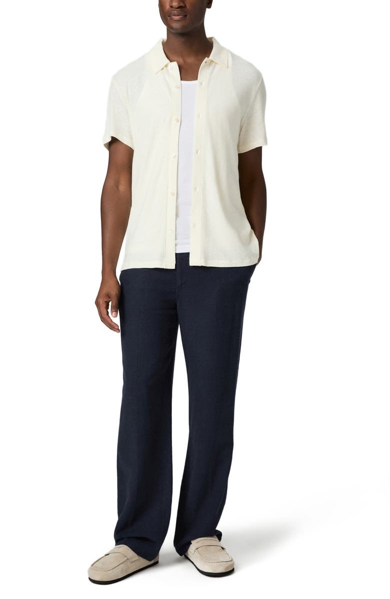 PAIGE Sultan Short Sleeve Linen & Cotton Knit Button-Up Shirt, Alternate, color, Cliffside Fog