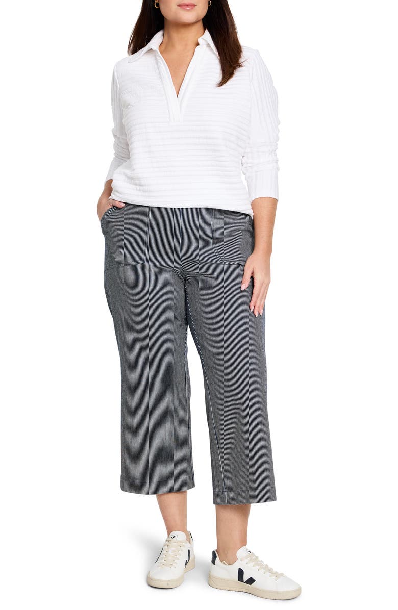 NIC+ZOE All Day Stripe Crop Wide Leg Pull-On Jeans, Alternate, color, Blue Multi